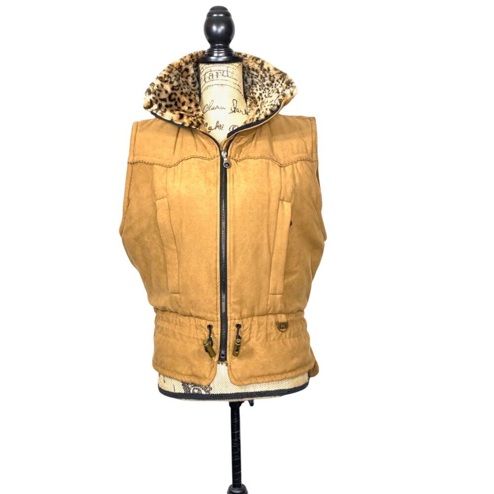 Vintage Nils Resort Collection Zip Vest Leopard Collar Full Zip S/M - Picture 10 of 17